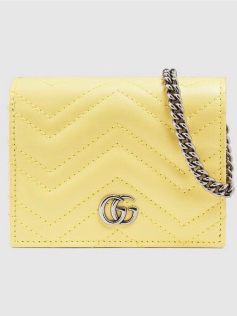 Gucci Marmaont Micro Chain Wallet Banana Yellow NIB